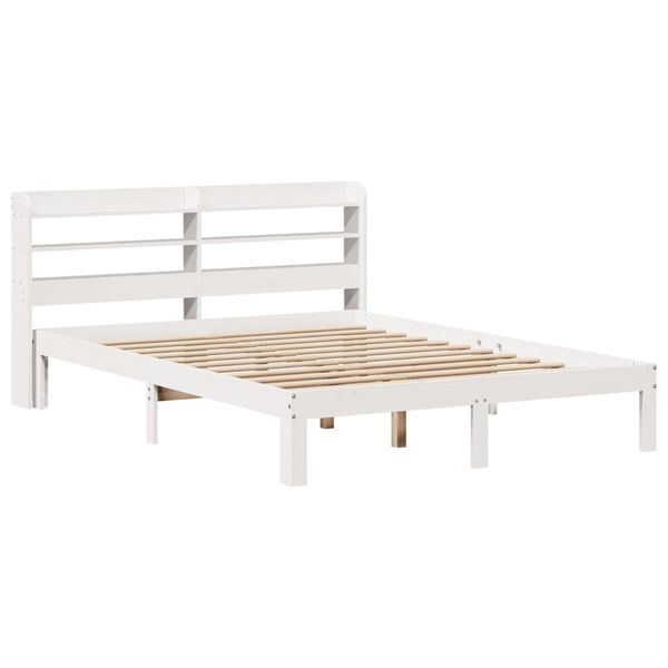 vidaXL Estrutura cama c/ cabeceira 120x190 cm pinho maci&ccedil;o branco