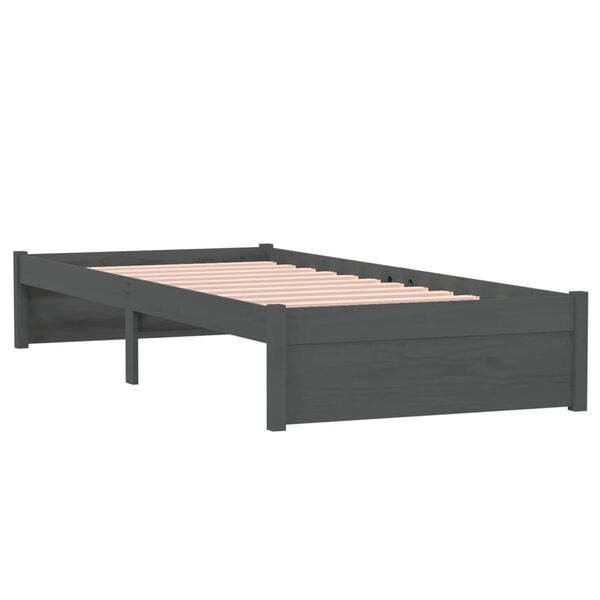 vidaXL Estrutura cama pequena solteiro 75x190 cm madeira maci&ccedil;a cinza