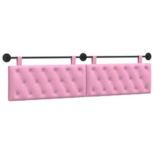 vidaXL Cabeceira Suspensa Rosa 210 x 55 x 7 cm tecido