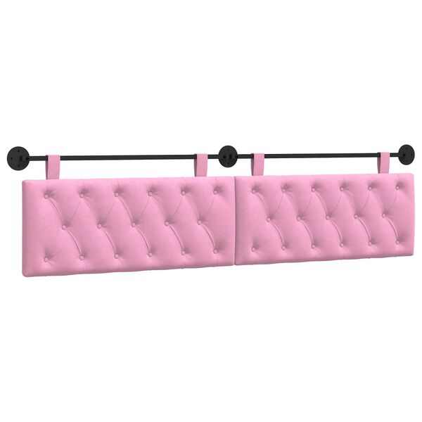 vidaXL Cabeceira Suspensa Rosa 210 x 55 x 7 cm tecido