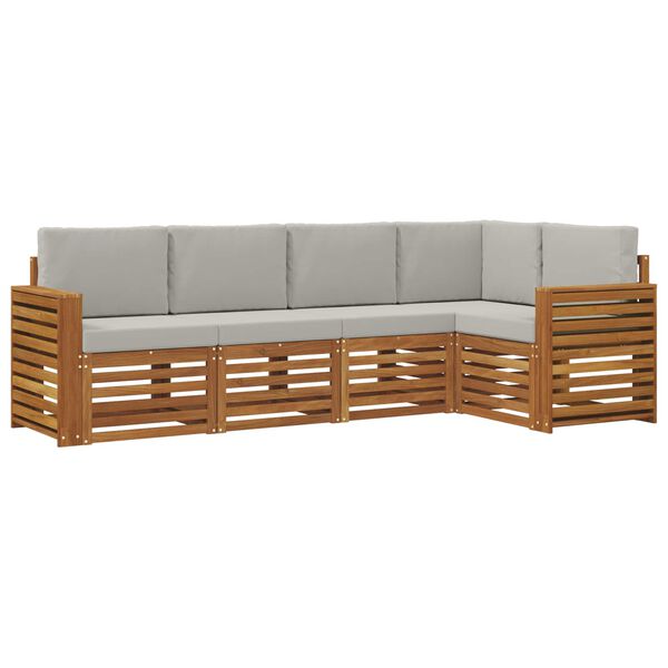 vidaXL Conjunto de Sof&aacute; Sectional 5 pcs Cinza Natural e Claro