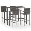 vidaXL 5 pcs conjunto de bar para jardim vime PE cinzento