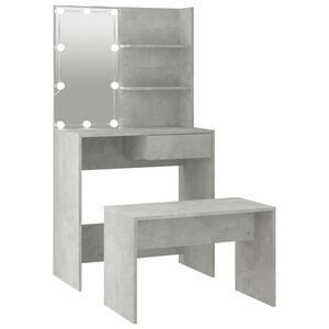 vidaXL Conjunto toucador c/ LEDs madeira processada cinza cimento