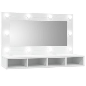 vidaXL Arm&aacute;rio espelhado com luzes LED 90x31,5x62 cm branco