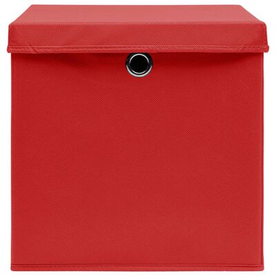 vidaXL Caixas de arrumação com tampas 4 pcs 28x28x28 cm vermelho