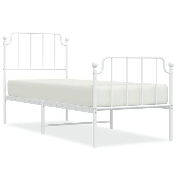 vidaXL Estrutura de cama com cabeceira e p&eacute;s 80x200 cm metal branco