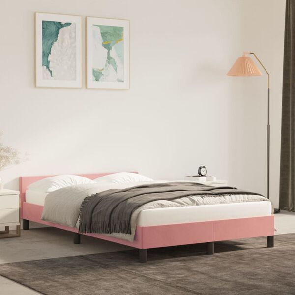 vidaXL Estrutura de cama sem colch&atilde;o 120x190 cm veludo rosa