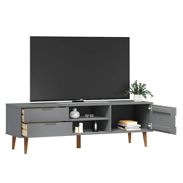 vidaXL M&oacute;vel de TV MOLDE 158x40x49 cm pinho maci&ccedil;o cinzento