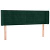 vidaXL Cabeceira de cama c/ abas tecido 147x16x78/88cm verde-escuro