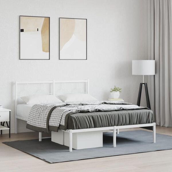 vidaXL Estrutura de cama com cabeceira 140x190 cm metal branco