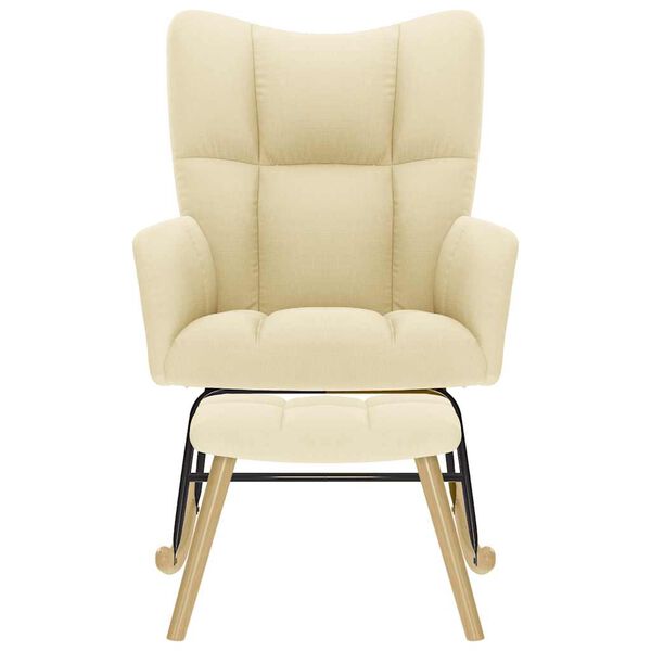 vidaXL Cadeira de baloi&ccedil;o com apoio de p&eacute;s tecido cor creme