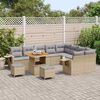 vidaXL Conjunto de Sof&aacute; de Jardim 12 pcs Bege e Cinza Claro vime PE
