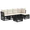 vidaXL Conjunto de Sof&aacute; de Jardim 6 pcs Preto vime PE