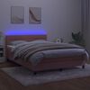 vidaXL Cama box spring c/ colch&atilde;o/LED 140x200 cm veludo rosa