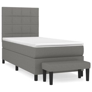 vidaXL Cama com molas/colch&atilde;o 80x200 cm tecido cinzento-escuro