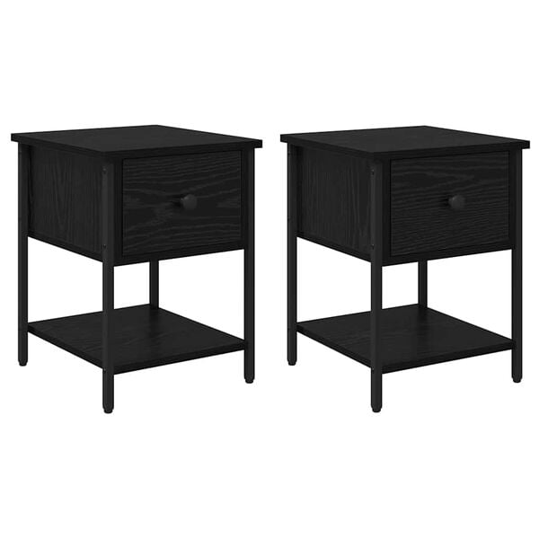 vidaXL Mesa-de-cabeceira 2 pcs Carvalho Preto 34 x 35,5 x 45 cm