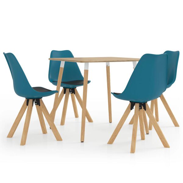 vidaXL 5 pcs conjunto de jantar preto e turquesa