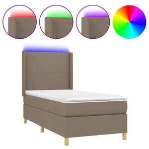 vidaXL Cama box spring + colch&atilde;o/LED 90x190cm tecido cinza-acastanhado