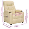 vidaXL Poltrona elevatória de massagens elétrica tecido creme