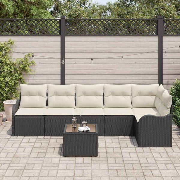 vidaXL Conjunto de Sof&aacute; de Jardim 7 pcs Castanho Rattan Sint&eacute;tico
