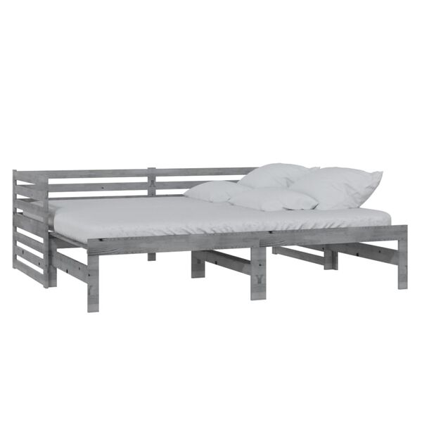 vidaXL Estrutura sofá-cama de puxar 2x(90x200)cm pinho maciço cinzento
