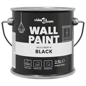 vidaXL Tinta de parede Preto 2,5 L Impress&atilde;o em parede