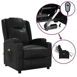 vidaXL Poltrona de massagens el&eacute;trica couro artificial preto