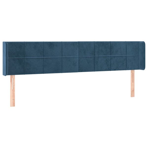 vidaXL Cabeceira de cama c/ abas tecido 183x16x78/88cm azul-escuro