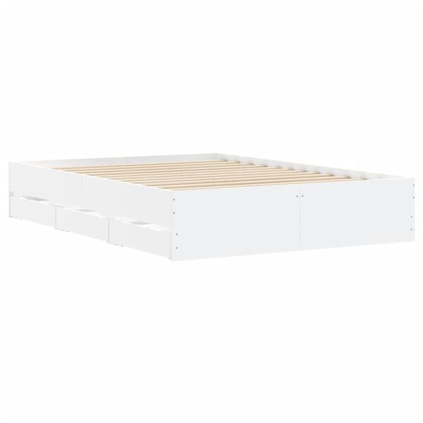 vidaXL Estrutura cama c/ gavetas 120x190cm derivados de madeira branco