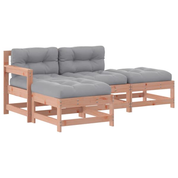 vidaXL 4 pcs conj. lounge jardim com almofad&otilde;es madeira douglas maci&ccedil;a