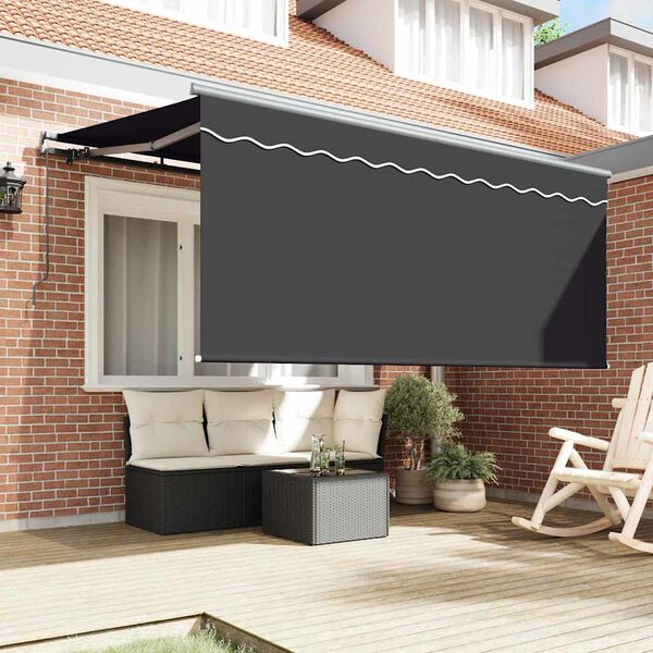 vidaXL Toldo Retr&aacute;til Riscas Manual Antracite 300 x 200 cm tecido
