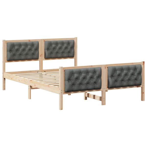 vidaXL Estrutura da Cama com cabeceira Cinza Escuro 140 x 190 cm