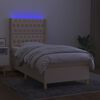 vidaXL Cama box spring c/ colch&atilde;o e LED 80x200 cm tecido cor creme