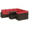vidaXL 9 pcs conj. sof&aacute;s jardim c/ almofad&otilde;es vime PE/ac&aacute;cia castanho