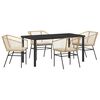 vidaXL Conjunto de Jantar para Jardim 5 pcs Castanho vime PE