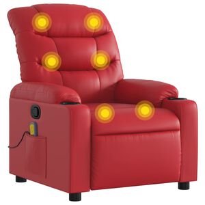 vidaXL Poltrona de massagens reclin&aacute;vel couro artificial vermelho