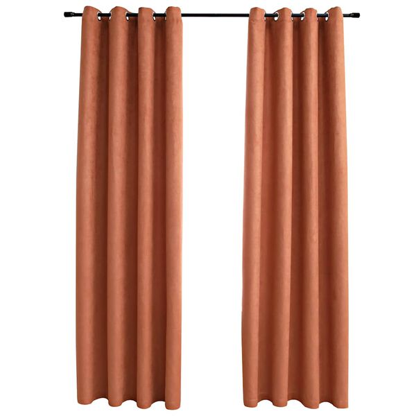 vidaXL Cortinas blackout c/ argolas em metal 2 pcs 140x225 cm ferrugem