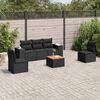 vidaXL 6 pcs conjunto sof&aacute;s de jardim c/ almofad&otilde;es vime PE preto