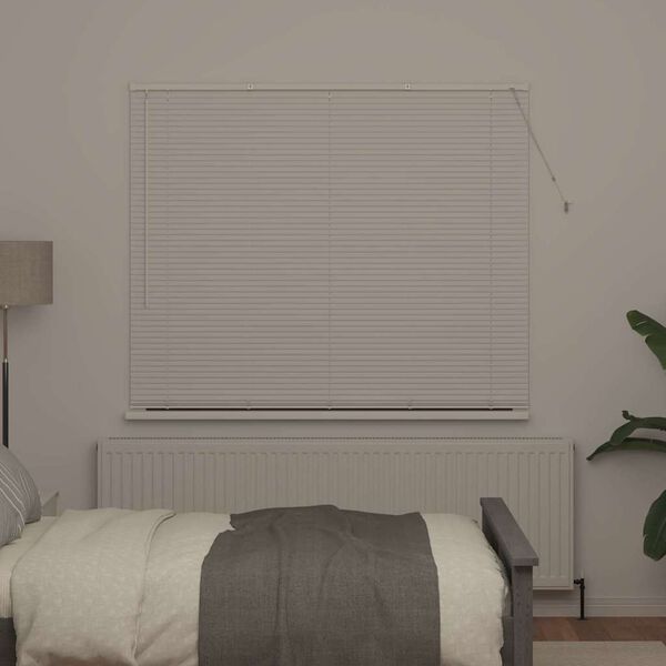 vidaXL Persiana de Janela com cortinas Manual Branco Alumínio