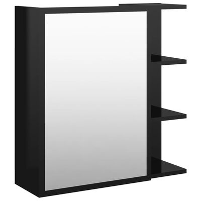 vidaXL Armário WC c/ espelho 62,5x20,5x64 cm contrap. preto brilhante