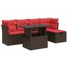 vidaXL 6 pcs conj. sof&aacute;s jardim c/ almofad&otilde;es vime PE/ac&aacute;cia castanho