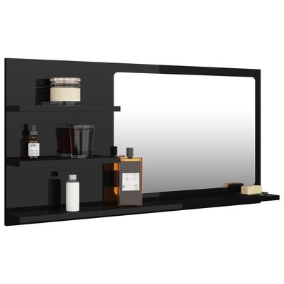 vidaXL Espelho de casa de banho 90x10,5x45cm contrap. preto brilhante