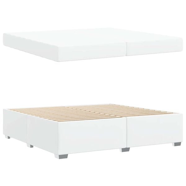 vidaXL Estrutura da Cama com colch&atilde;o Branco 200 x 200 cm tecido