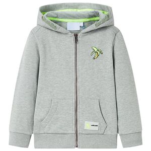 Sweatshirt para crian&ccedil;a com capuz e fecho caqui-claro mesclado 104