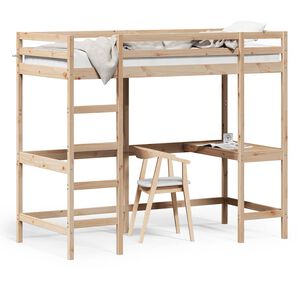 vidaXL Cama alta com secret&aacute;ria 90x190 cm madeira de pinho maci&ccedil;a
