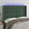 vidaXL Cabeceira de cama c/ LED veludo 147x16x118/128 cm verde-escuro