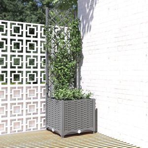 vidaXL Vaso/floreira jardim c/ treli&ccedil;a 40x40x136 cm PP cinzento-claro