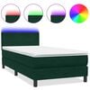 vidaXL Cama box spring c/ colch&atilde;o e LED verde-escuro 80x220 cm veludo