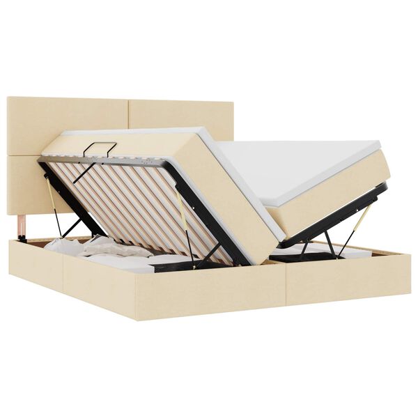 vidaXL Cama com Armazenamento Creme 200 x 200 cm Couro Sint&eacute;tico