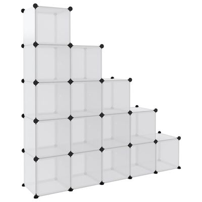 vidaXL Organizador de arrumação com 15 cubos e portas PP transparente